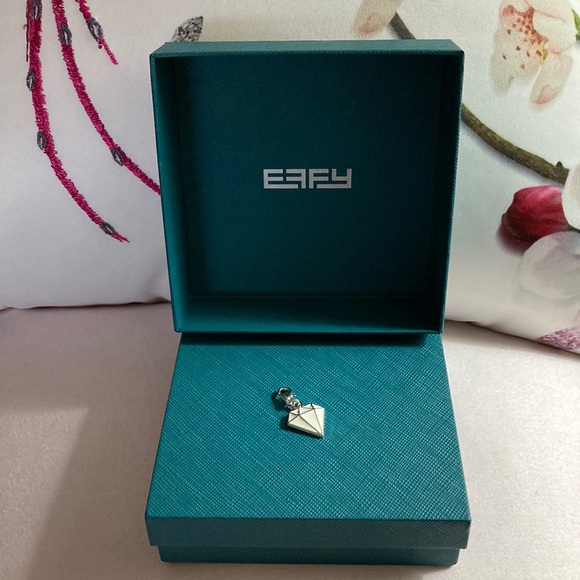 ❤️ NWOT - EFFY Large Diamond Shaped Silvertone Hanging Charm* ❤️ - Picture 5 of 9